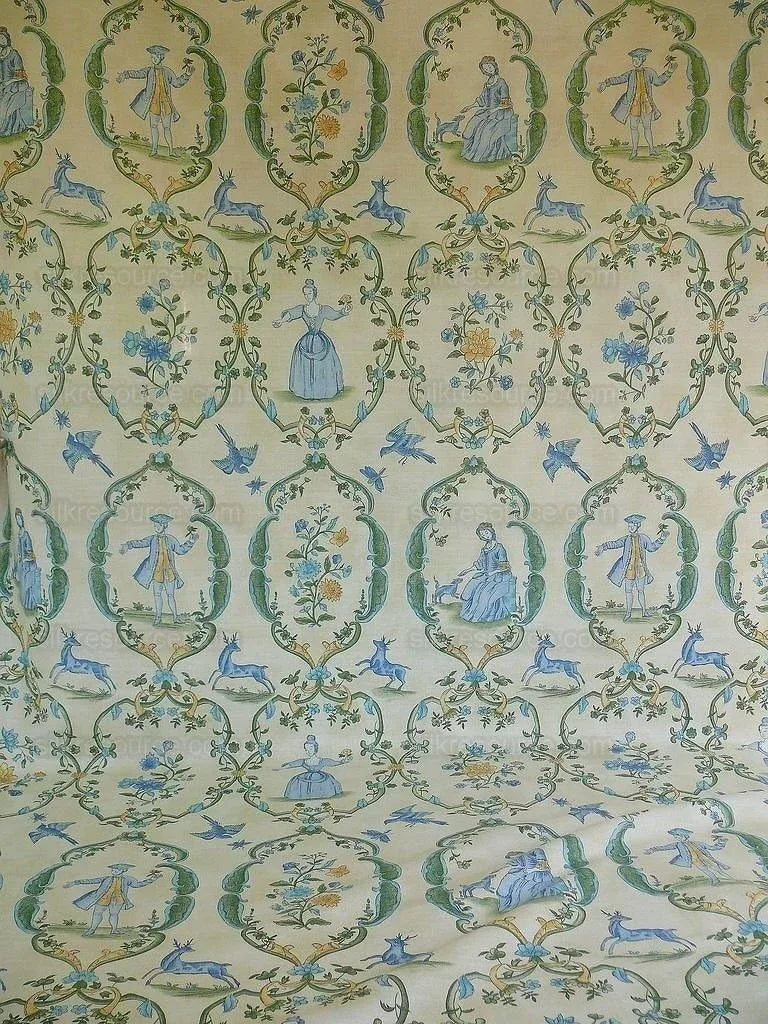 10.75y Lee Jofa Bradgate Linen English Country Figure Blue Green