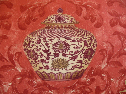 By Yd Lee Jofa Vasi Cinesi Print Chinese Ginger Jar Vase Red Plum Cotton MSRP USD 196/y