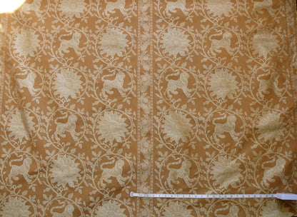 By Yd Lee Jofa Kalabagh Weave Curry Burnt Gold Tiger Sniffs Rose MSRP USD 259+/y Border BOTH Sides