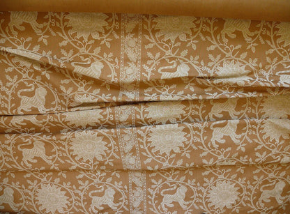 By Yd Lee Jofa Kalabagh Weave Curry Burnt Gold Tiger Sniffs Rose MSRP USD 259+/y Border BOTH Sides