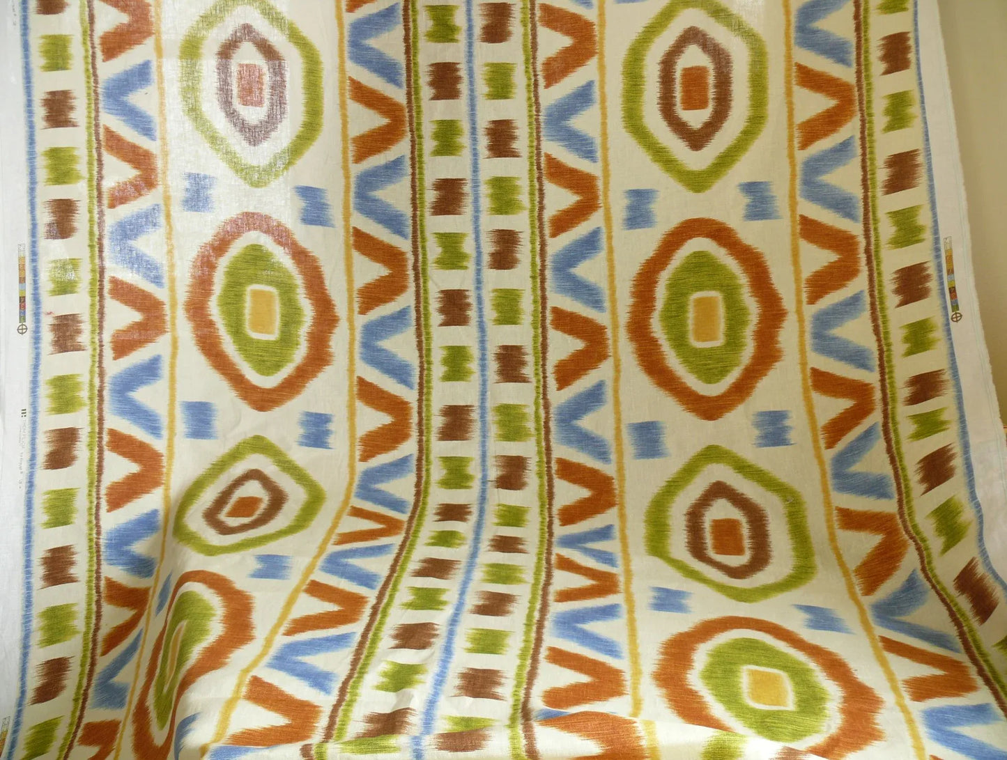 By Yd Kravet Prospect Ikat 100% Linen Suzani Print Tom Filicia Adobe Brown Green Red Blue  MSRP USD 99.80