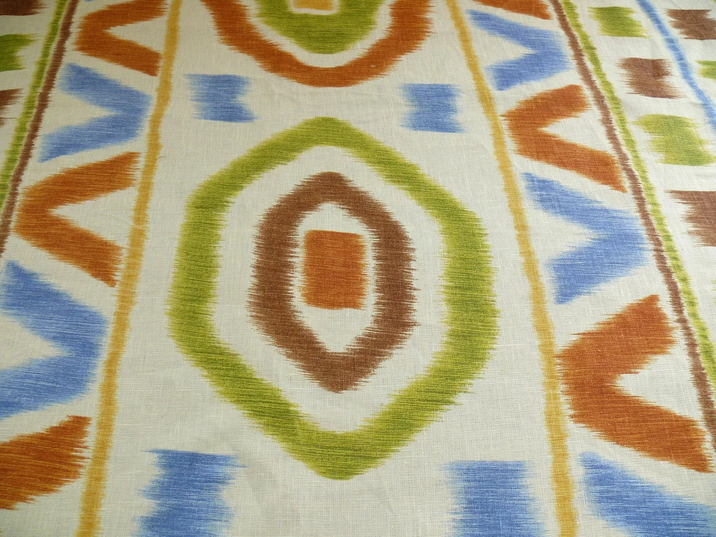 By Yd Kravet Prospect Ikat 100% Linen Suzani Print Tom Filicia Adobe Brown Green Red Blue  MSRP USD 99.80