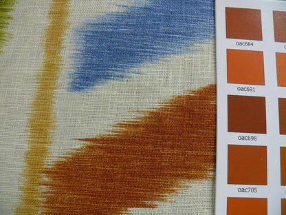 By Yd Kravet Prospect Ikat 100% Linen Suzani Print Tom Filicia Adobe Brown Green Red Blue  MSRP USD 99.80