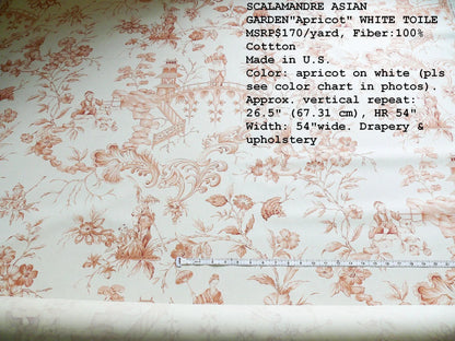 by yard Scalamandre Asian Garden Apricot White Toile Chinoiserie