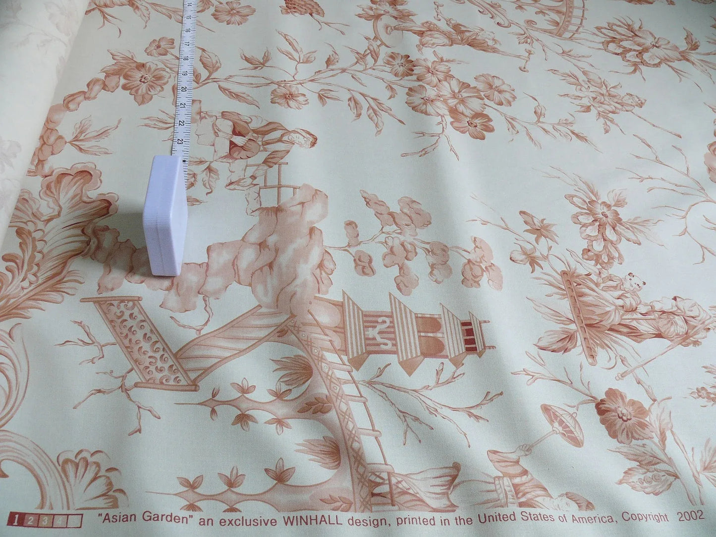 by yard Scalamandre Asian Garden Apricot White Toile Chinoiserie