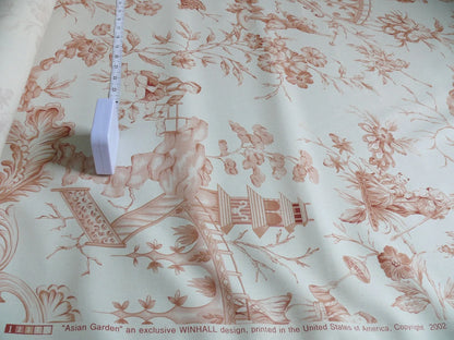by yard Scalamandre Asian Garden Apricot White Toile Chinoiserie