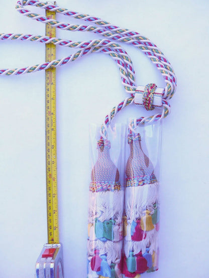 Scalamandre Lyon 100% Silk Tieback White Red Green Yellow, Blue