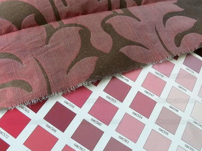 American Silk Mills Silk Figured Brocade Majestic Lotus! Silvery Red Gold Pink Brown Silver Mid-Century