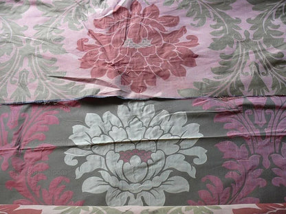 American Silk Mills Silk Figured Brocade Majestic Lotus! Silvery Red Gold Pink Brown Silver Mid-Century