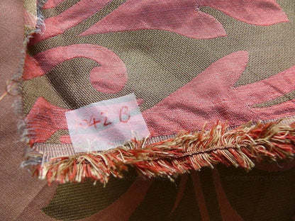 American Silk Mills Silk Figured Brocade Majestic Lotus! Silvery Red Gold Pink Brown Silver Mid-Century