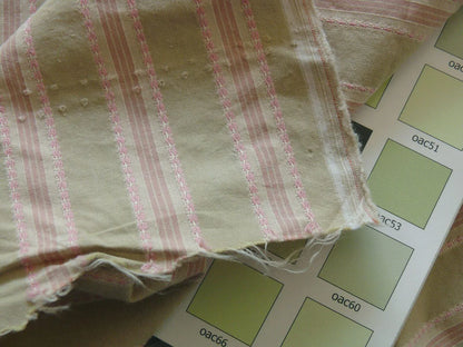 By Yd Designer Modesto Muted Green &amp; Pink Stripe Textured Cotton #1033a, 1054