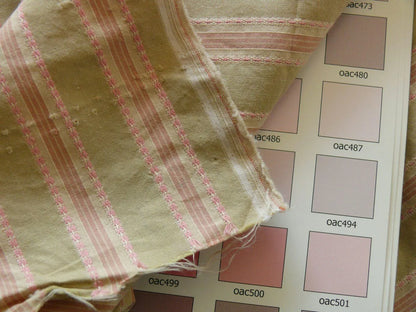 By Yd Designer Modesto Muted Green &amp; Pink Stripe Textured Cotton #1033a, 1054