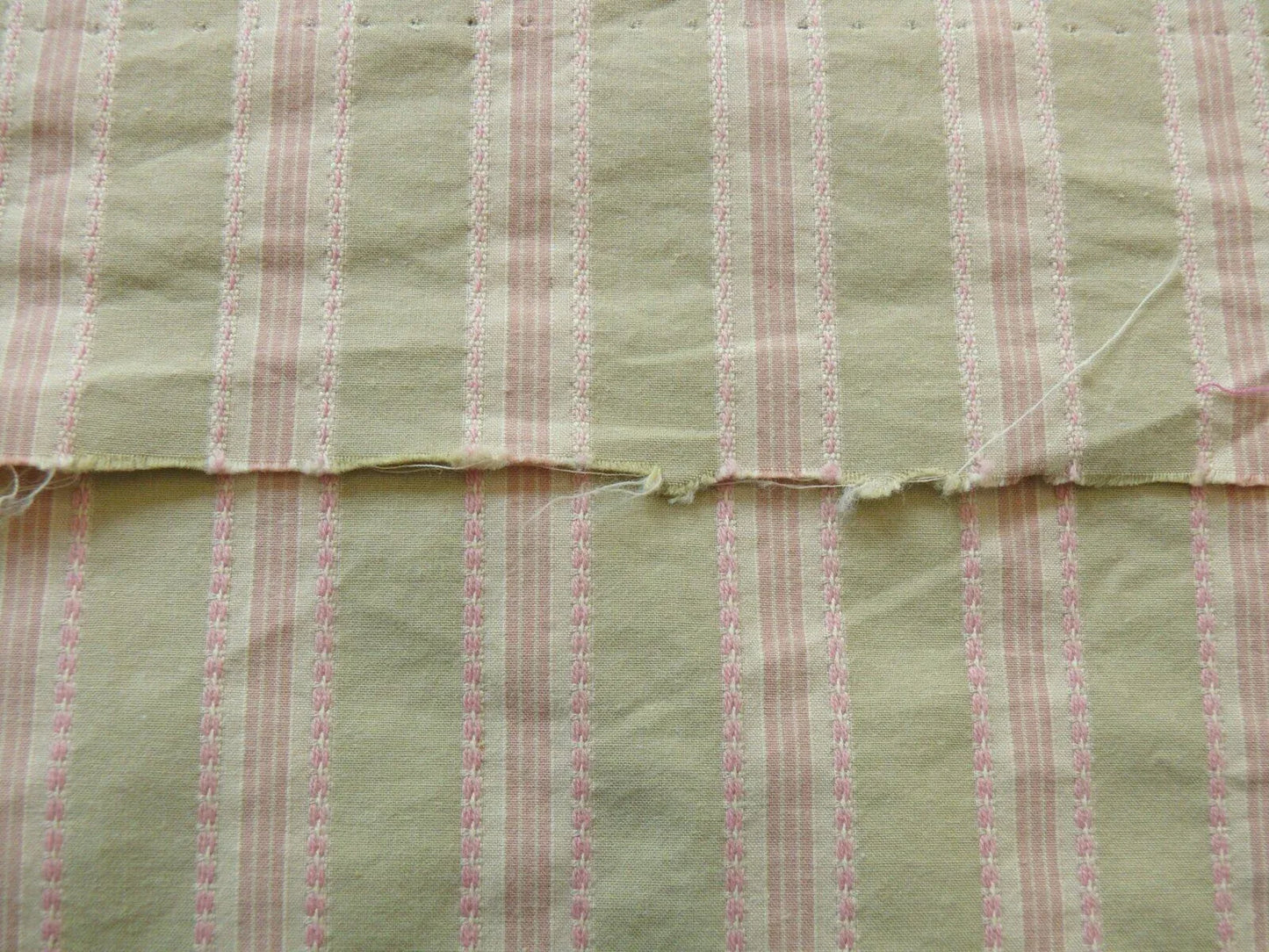 By Yd Designer Modesto Muted Green &amp; Pink Stripe Textured Cotton #1033a, 1054