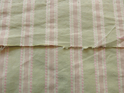 By Yd Designer Modesto Muted Green &amp; Pink Stripe Textured Cotton #1033a, 1054
