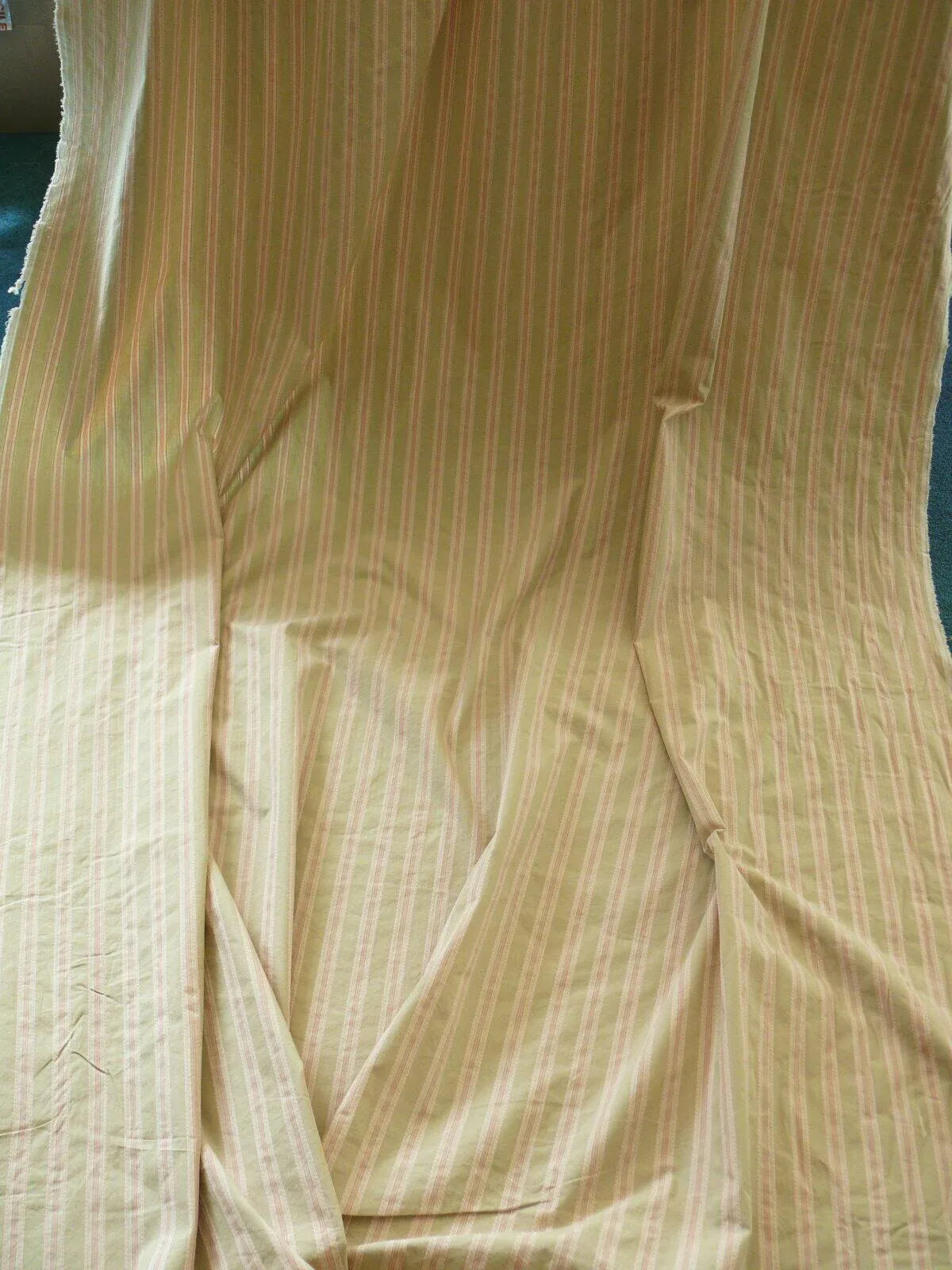 By Yd Designer Modesto Muted Green &amp; Pink Stripe Textured Cotton #1033a, 1054