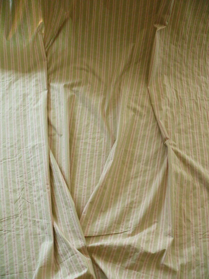 By Yd Designer Modesto Muted Green &amp; Pink Stripe Textured Cotton #1033a, 1054