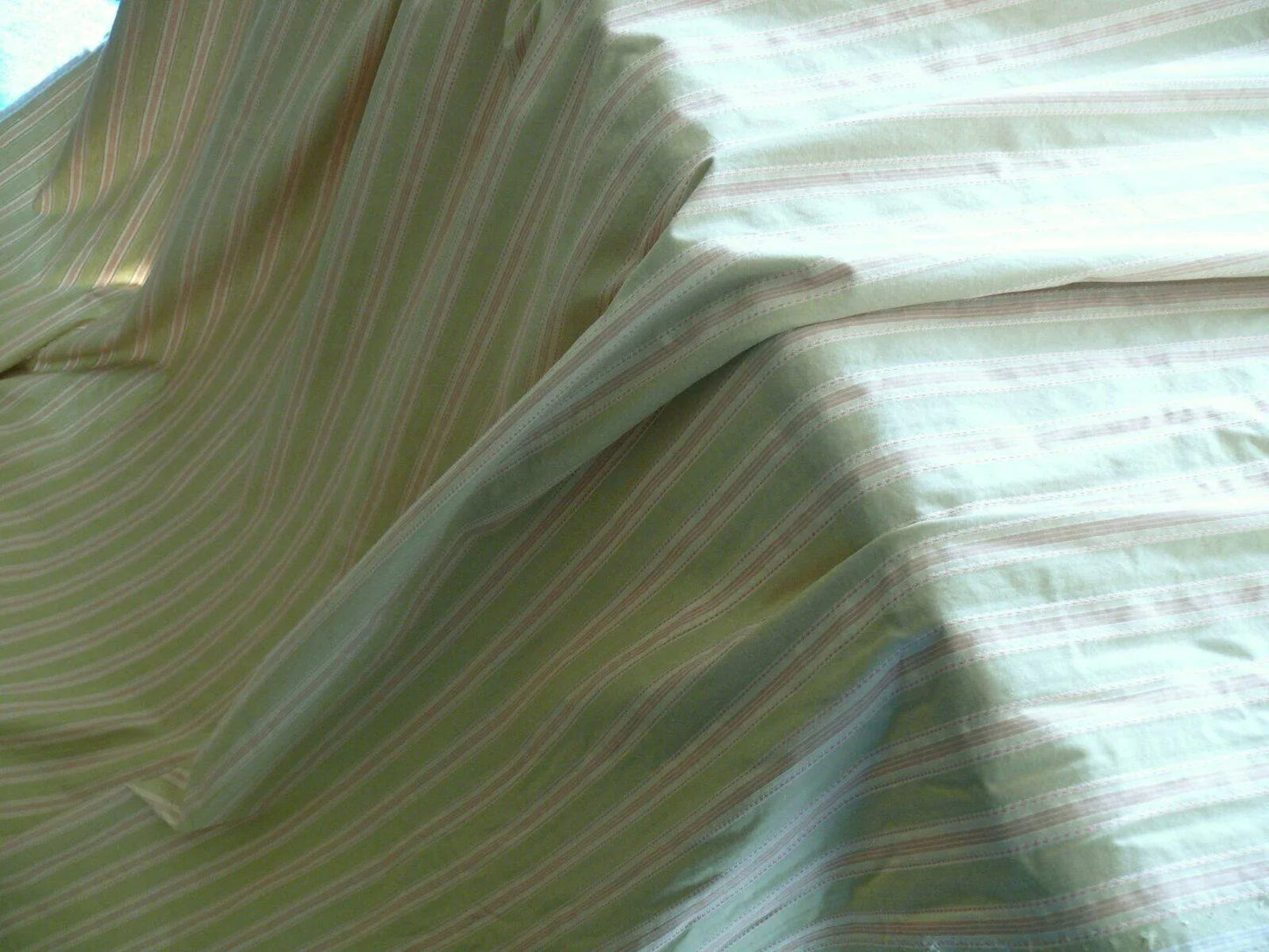 By Yd Designer Modesto Muted Green &amp; Pink Stripe Textured Cotton #1033a, 1054