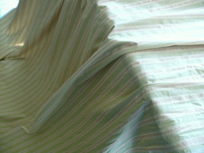 By Yd Designer Modesto Muted Green &amp; Pink Stripe Textured Cotton #1033a, 1054