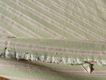 By Yd Designer Modesto Muted Green &amp; Pink Stripe Textured Cotton #1033a, 1054