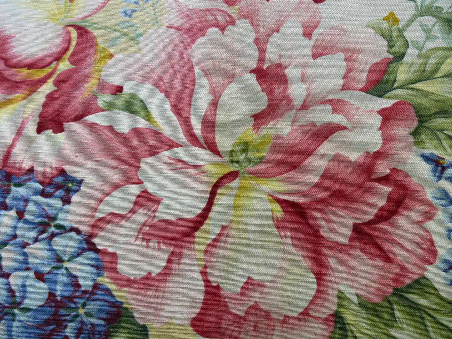 Travers Carnavalet Silky Linen Print Large Bouquet Pink Yellow Blue