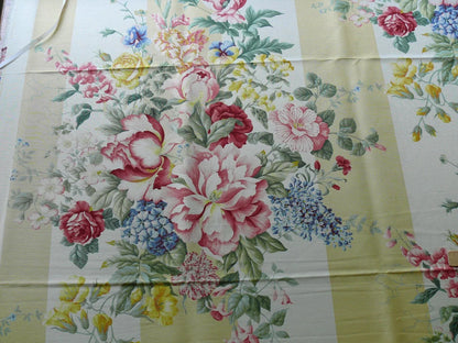 Travers Carnavalet Silky Linen Print Large Bouquet Pink Yellow Blue