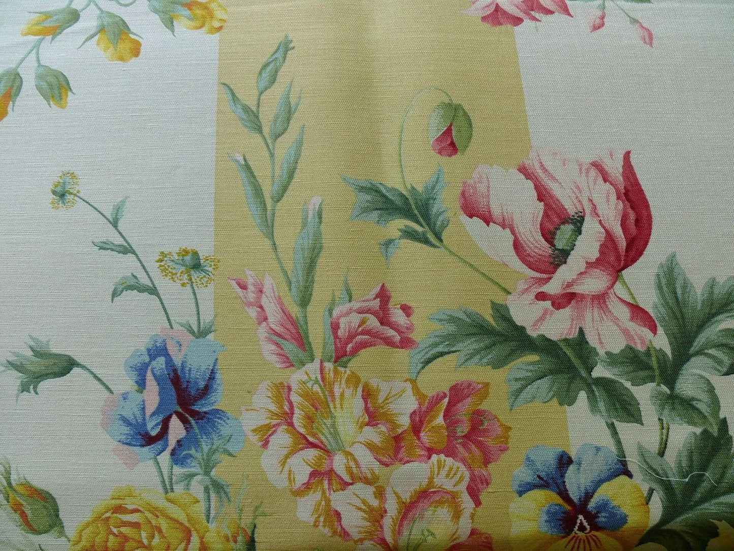 Travers Carnavalet Silky Linen Print Large Bouquet Pink Yellow Blue