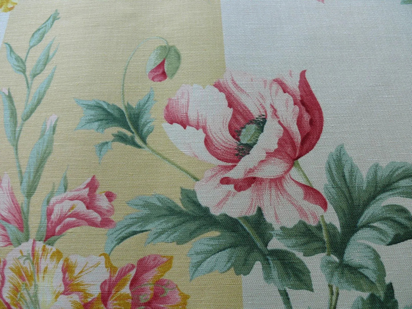 Travers Carnavalet Silky Linen Print Large Bouquet Pink Yellow Blue
