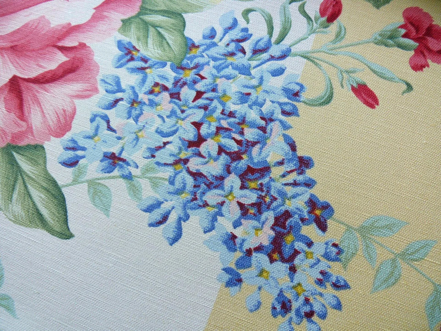 Travers Carnavalet Silky Linen Print Large Bouquet Pink Yellow Blue