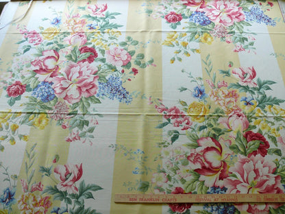 Travers Carnavalet Silky Linen Print Large Bouquet Pink Yellow Blue