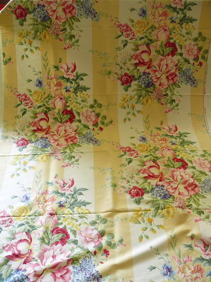 Travers Carnavalet Silky Linen Print Large Bouquet Pink Yellow Blue