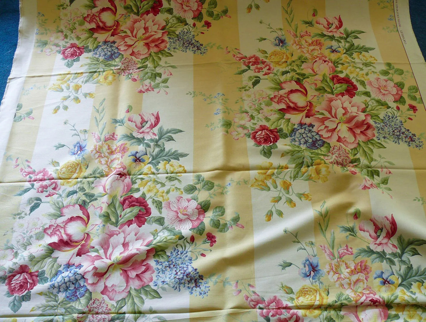Travers Carnavalet Silky Linen Print Large Bouquet Pink Yellow Blue
