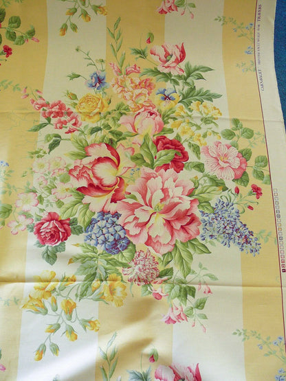 Travers Carnavalet Silky Linen Print Large Bouquet Pink Yellow Blue