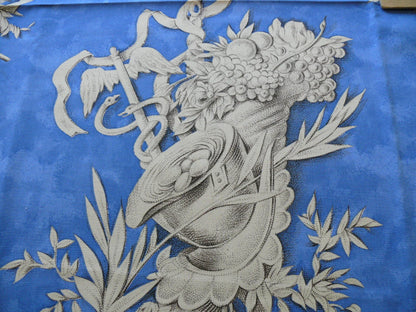 High End Blue White Toile Print Garden Tools Music Instruments Bird House "les 4 Saisons" French Bty 1081,1083