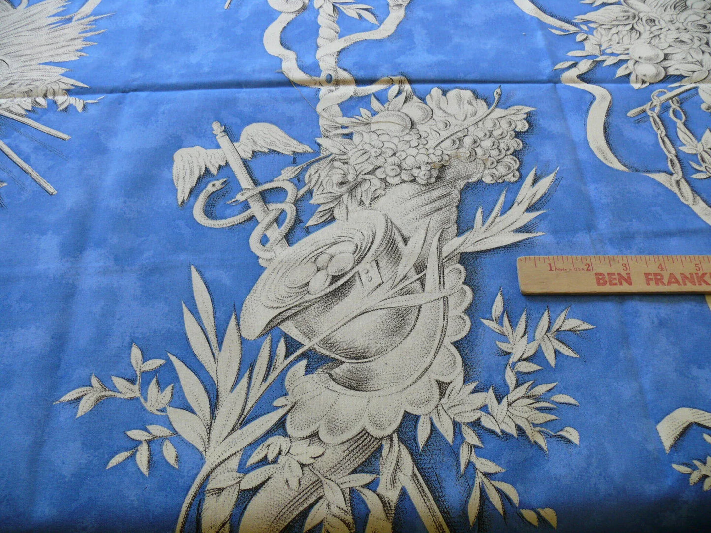 High End Blue White Toile Print Garden Tools Music Instruments Bird House "les 4 Saisons" French Bty 1081,1083