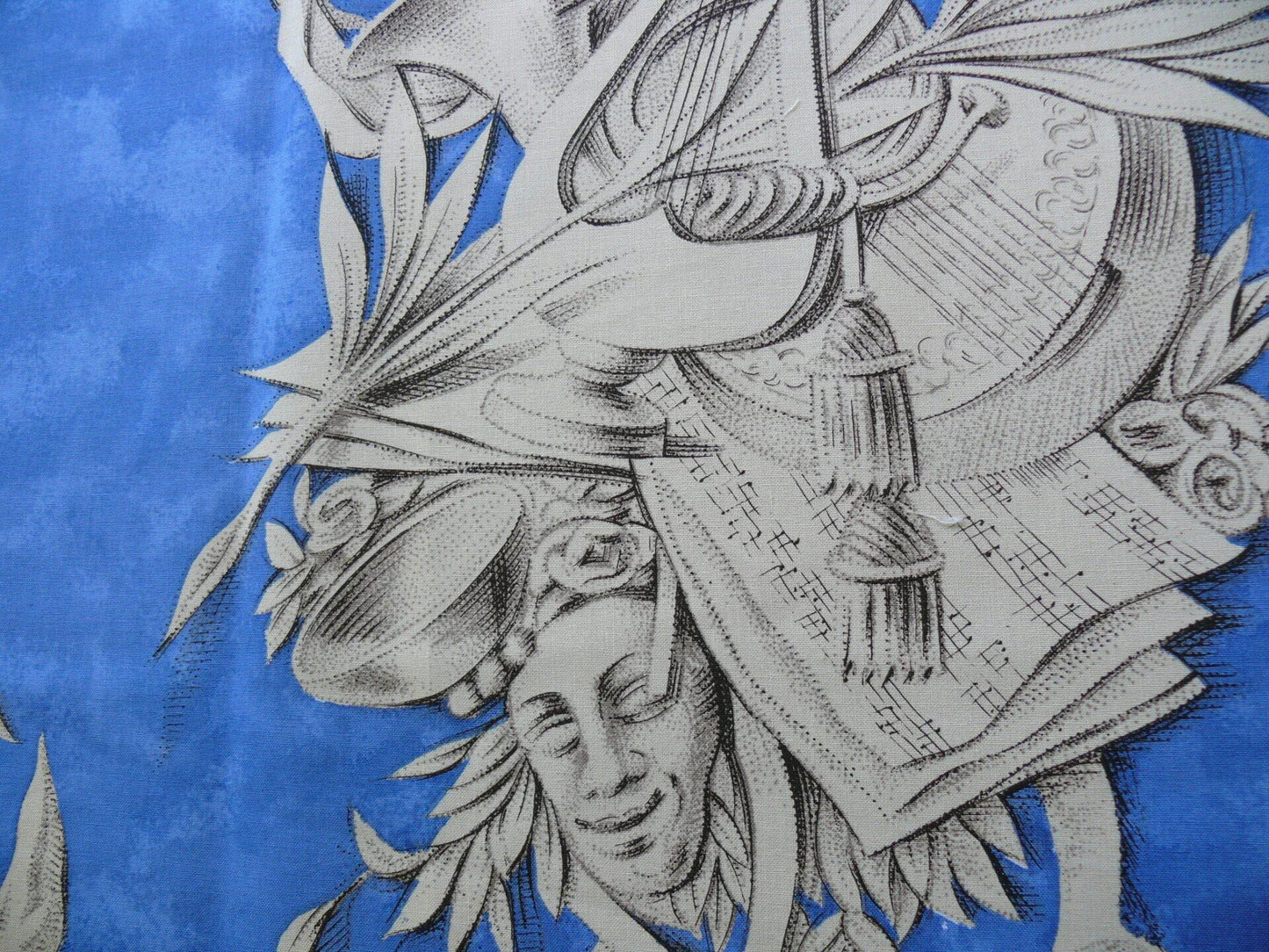 High End Blue White Toile Print Garden Tools Music Instruments Bird House "les 4 Saisons" French Bty 1081,1083