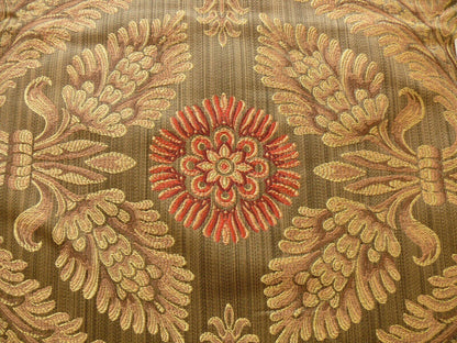 3y Coraggio Silk Cotton Gold &amp; Red Flower On Med Brown Artichoke Lattice #1121