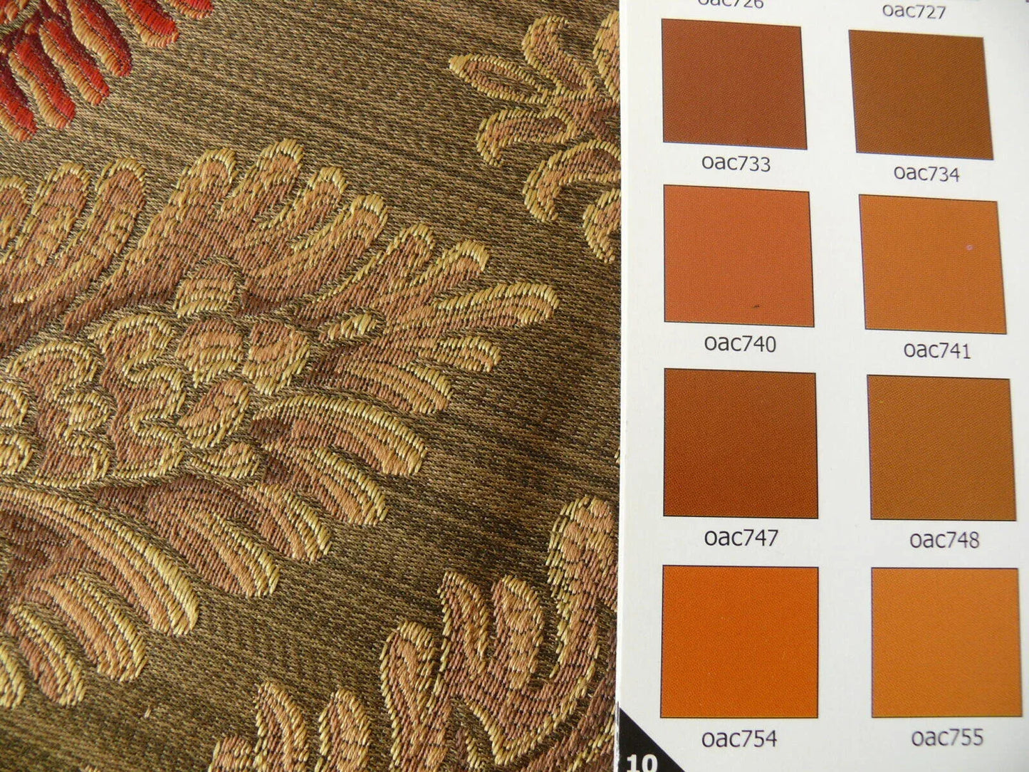 3y Coraggio Silk Cotton Gold &amp; Red Flower On Med Brown Artichoke Lattice #1121