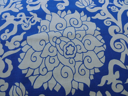 10Y+ Duralee Blossom Chinoiserie Porcelain print cotton INDIGO BLUE white by Thomas PAUL