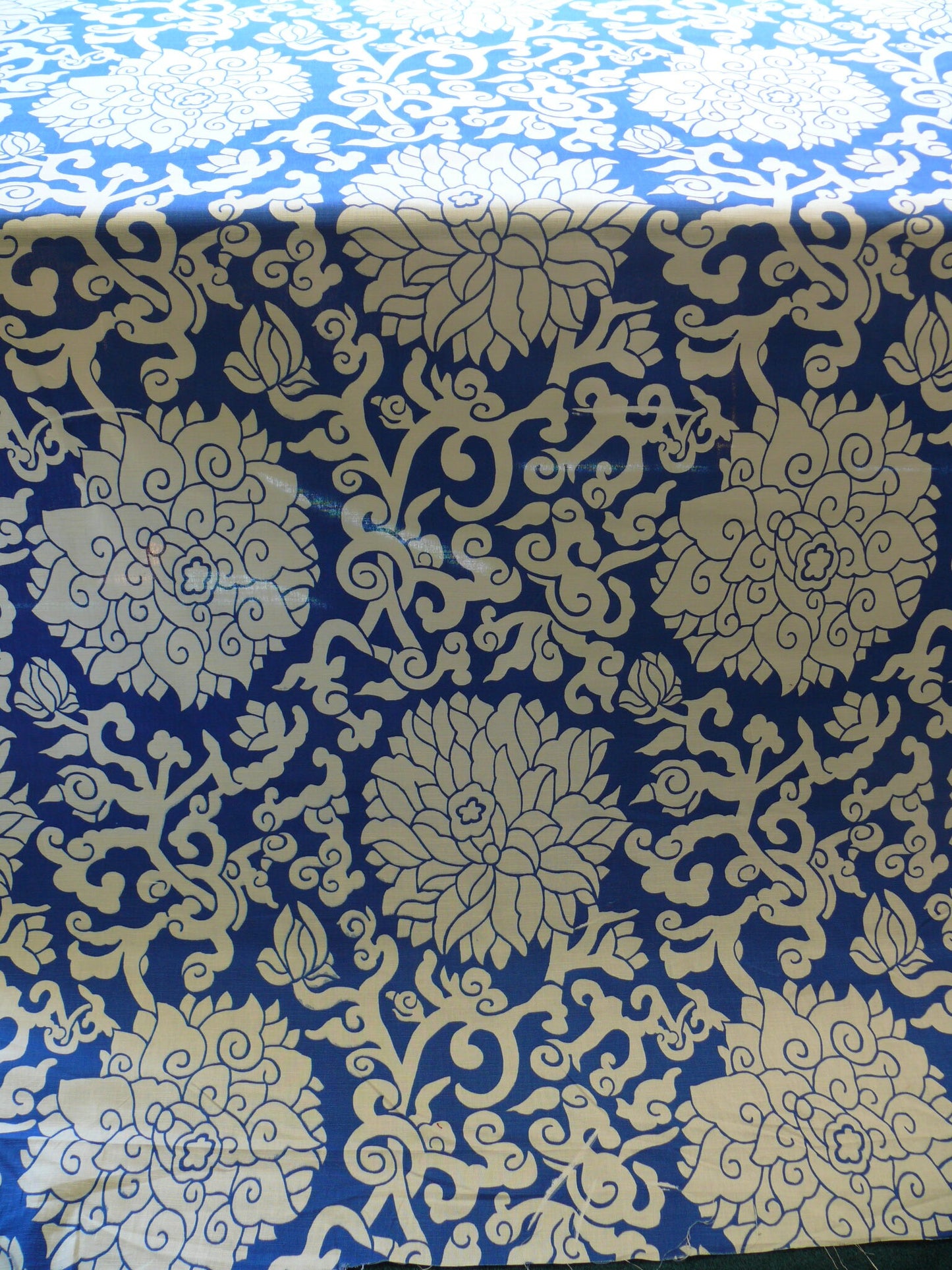 10Y+ Duralee Blossom Chinoiserie Porcelain print cotton INDIGO BLUE white by Thomas PAUL