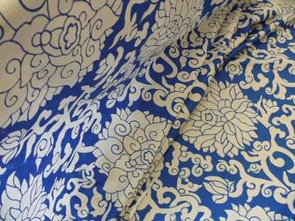 10Y+ Duralee Blossom Chinoiserie Porcelain print cotton INDIGO BLUE white by Thomas PAUL