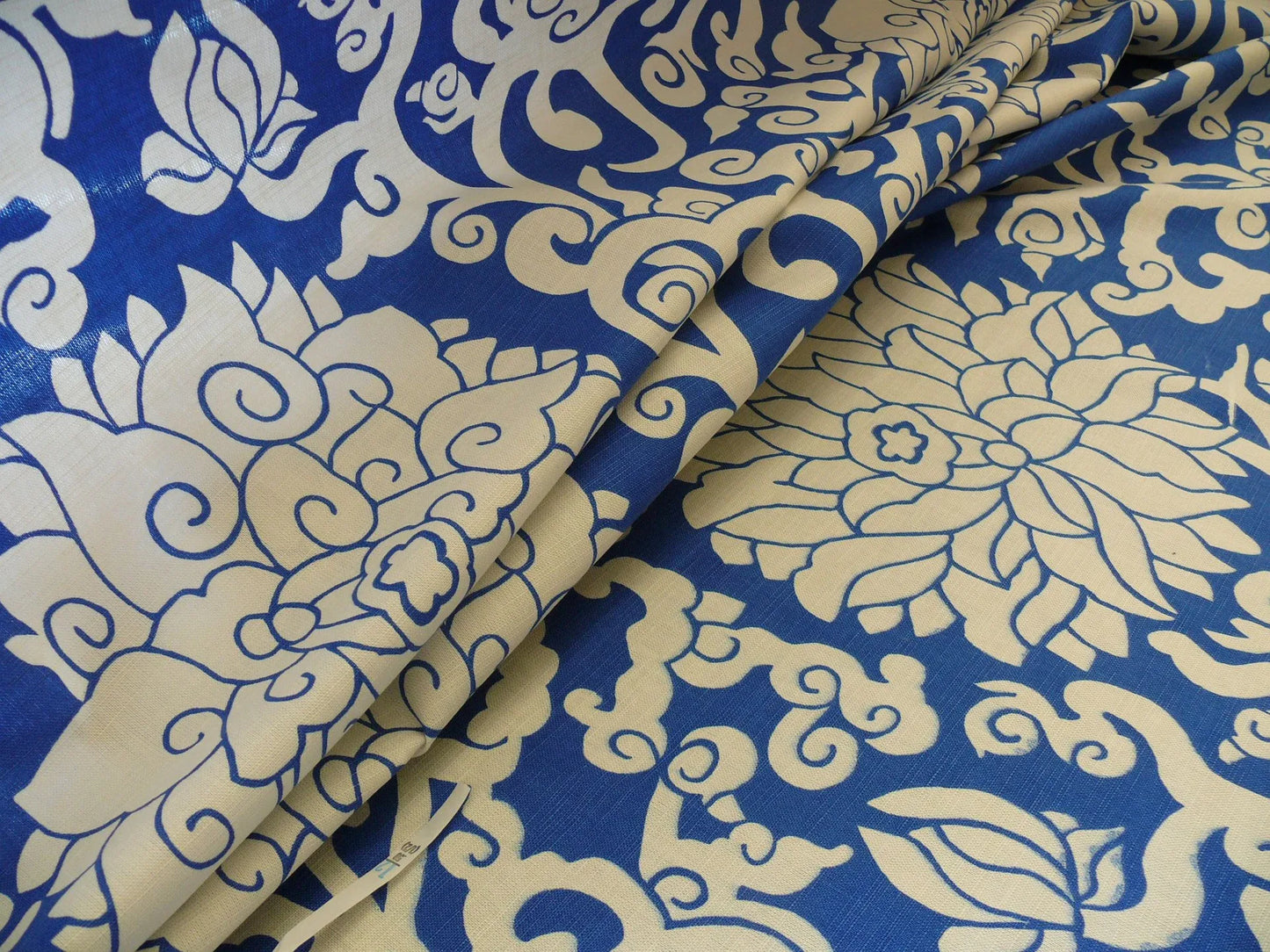 10Y+ Duralee Blossom Chinoiserie Porcelain print cotton INDIGO BLUE white by Thomas PAUL