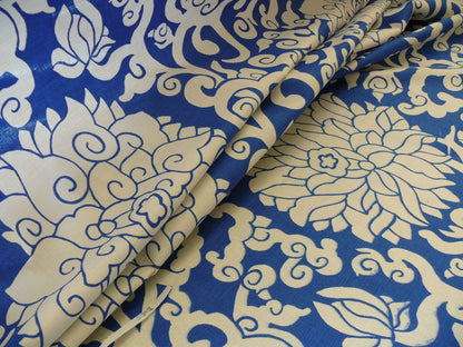 10Y+ Duralee Blossom Chinoiserie Porcelain print cotton INDIGO BLUE white by Thomas PAUL
