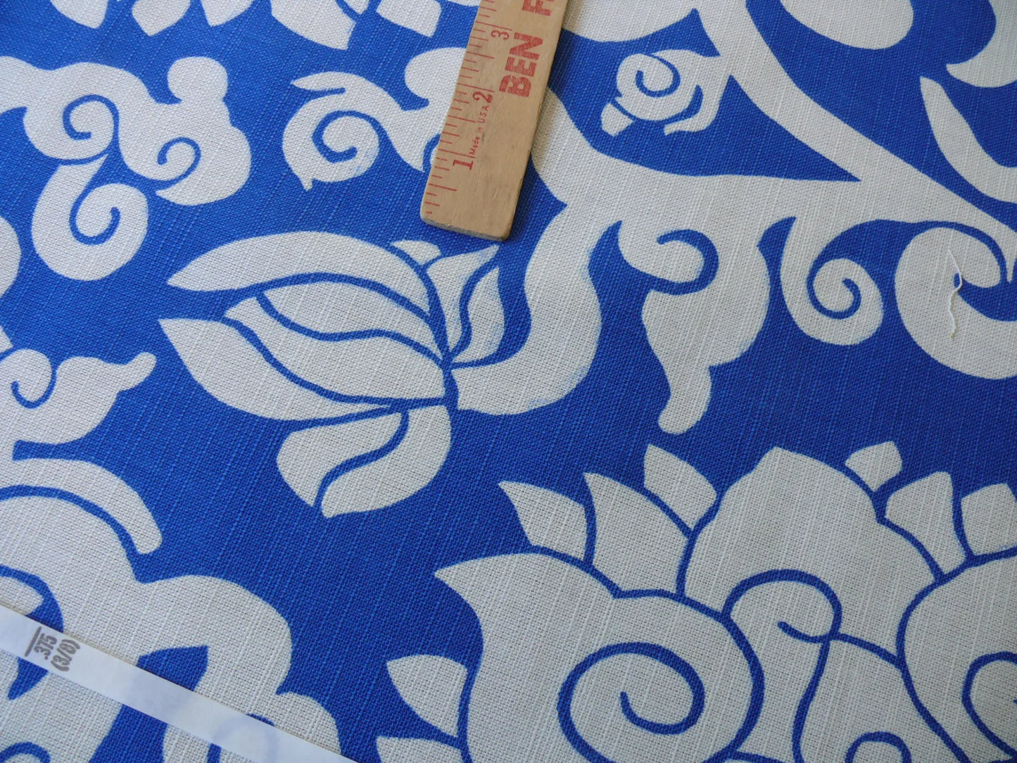 10Y+ Duralee Blossom Chinoiserie Porcelain print cotton INDIGO BLUE white by Thomas PAUL