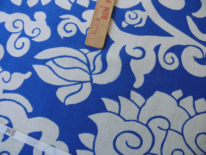 10Y+ Duralee Blossom Chinoiserie Porcelain print cotton INDIGO BLUE white by Thomas PAUL