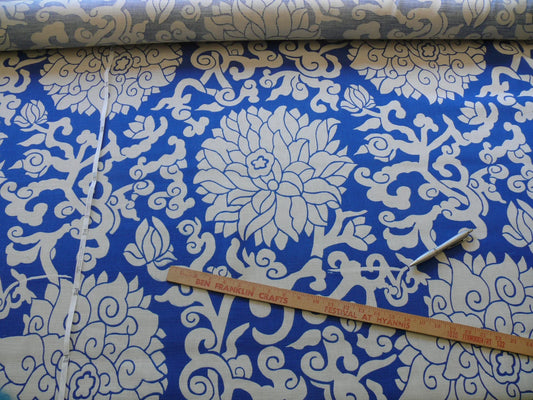 10Y+ Duralee Blossom Chinoiserie Porcelain print cotton INDIGO BLUE white by Thomas PAUL