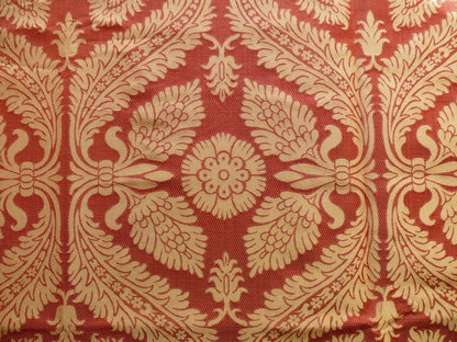 Coraggio Textile Silk and Cotton Heavy Brocade Renaissance Artichoke Crimson Red and Gold 3 yards