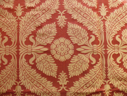 Coraggio Textile Silk and Cotton Heavy Brocade Renaissance Artichoke Crimson Red and Gold 3 yards