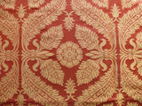 Coraggio Textile Silk and Cotton Heavy Brocade Renaissance Artichoke Crimson Red and Gold 3 yards