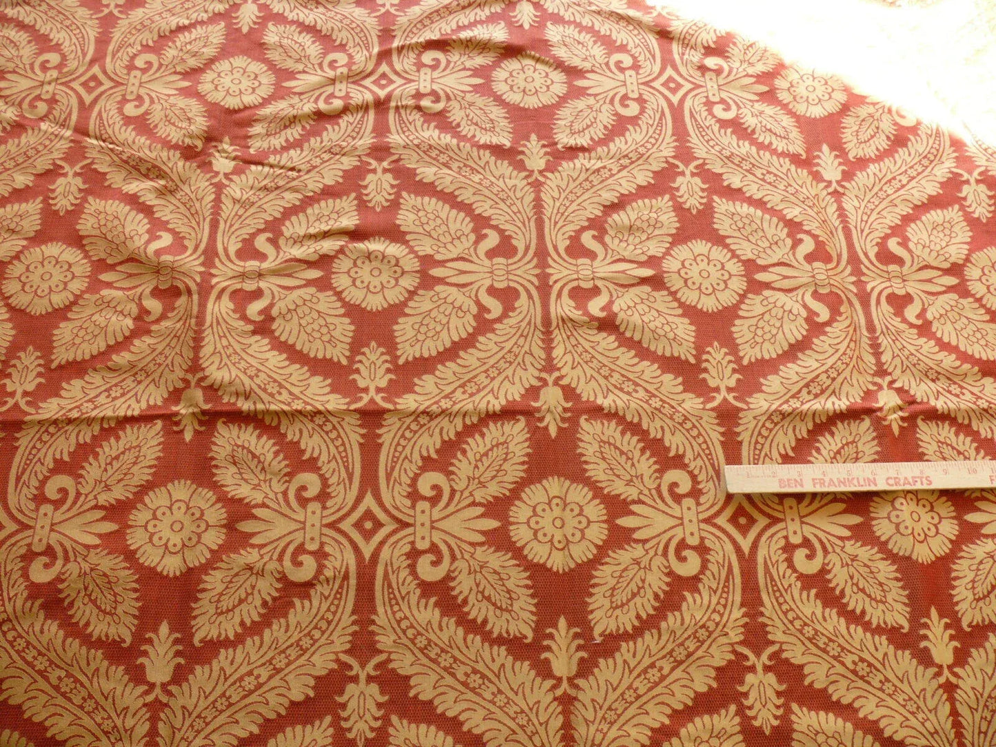 Coraggio Textile Silk and Cotton Heavy Brocade Renaissance Artichoke Crimson Red and Gold 3 yards