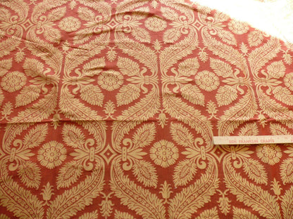 Coraggio Textile Silk and Cotton Heavy Brocade Renaissance Artichoke Crimson Red and Gold 3 yards